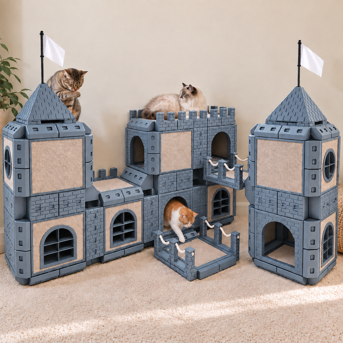 PawHaven Modular Cat Castle System