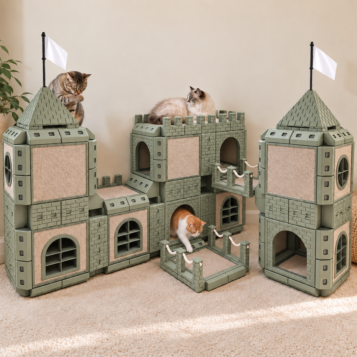 PawHaven Modular Cat Castle System