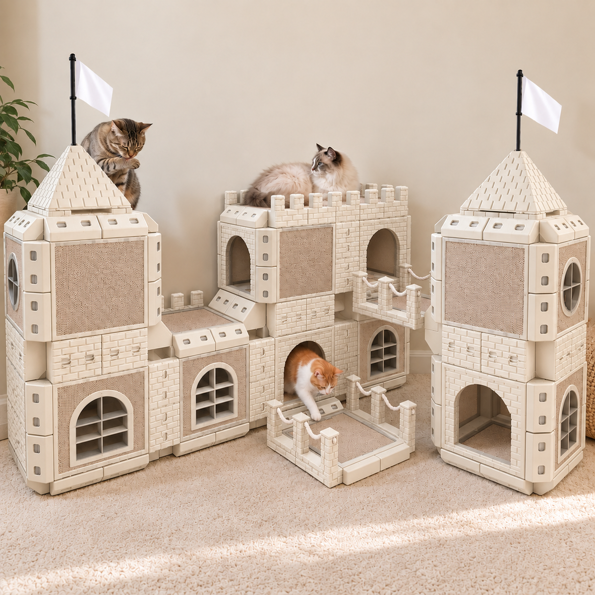 PawHaven Modular Cat Castle System