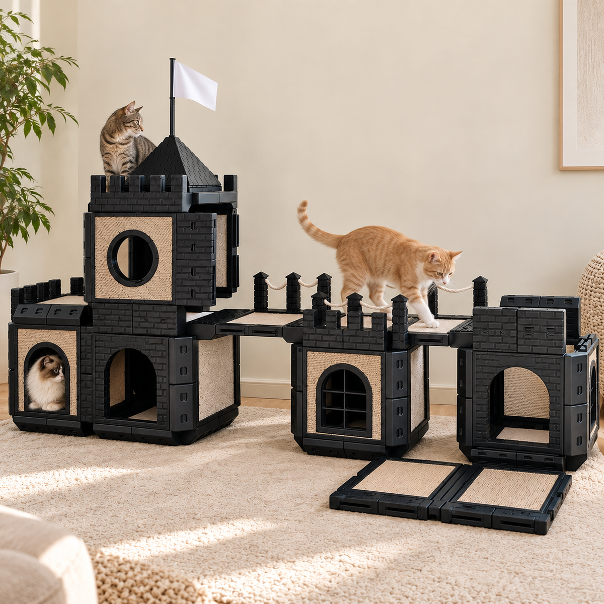 PawHaven Modular Cat Castle System